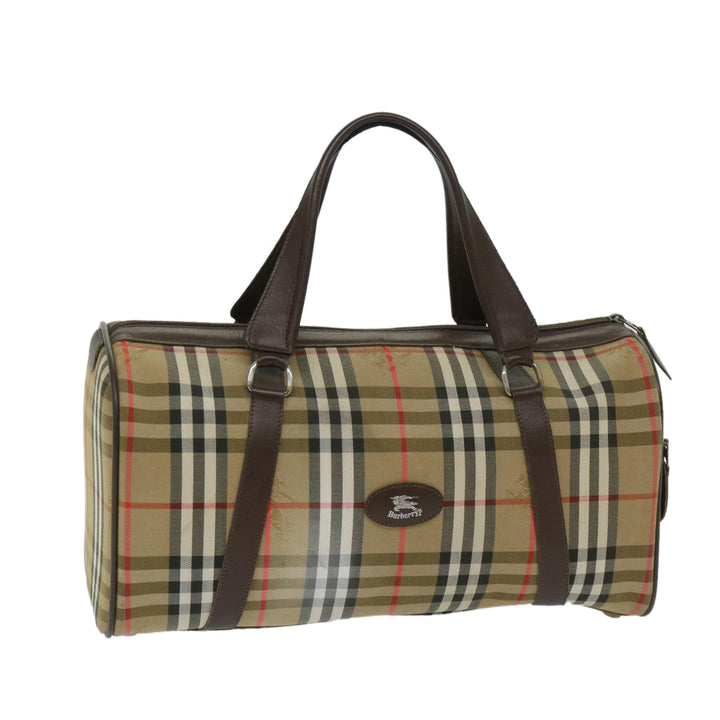 BurberrySs Nova Check Boston Bag Canvas Beige Auth ki4187