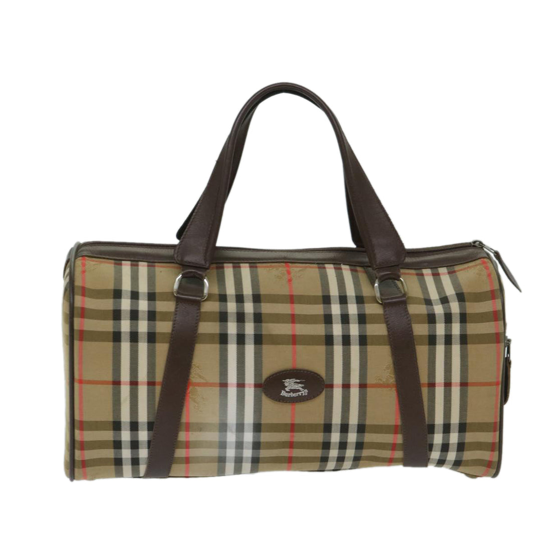 BurberrySs Nova Check Boston Bag Canvas Beige Auth ki4187