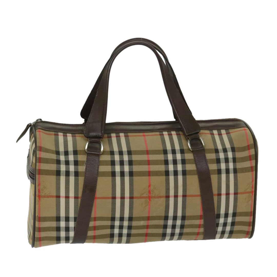 BurberrySs Nova Check Boston Bag Canvas Beige Auth ki4187