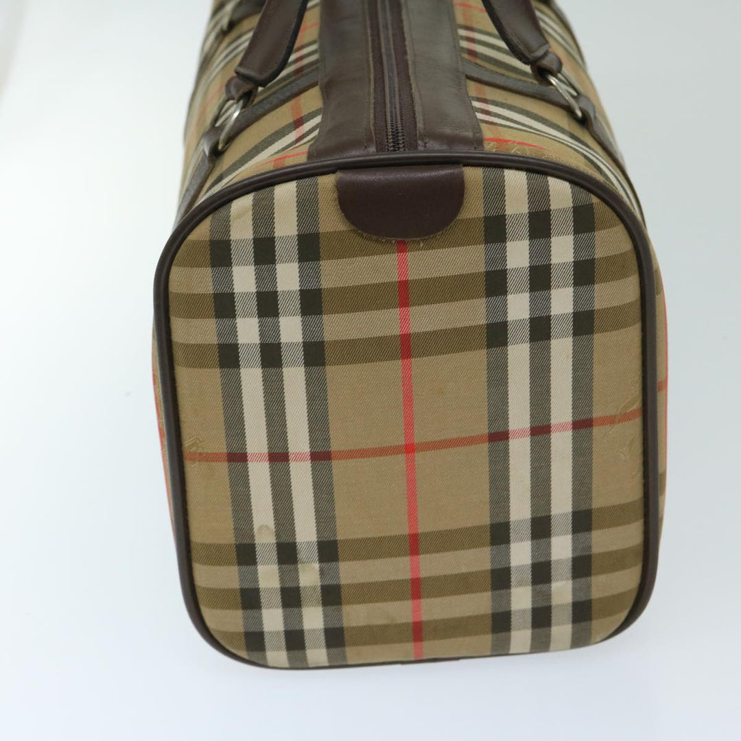 BurberrySs Nova Check Boston Bag Canvas Beige Auth ki4187