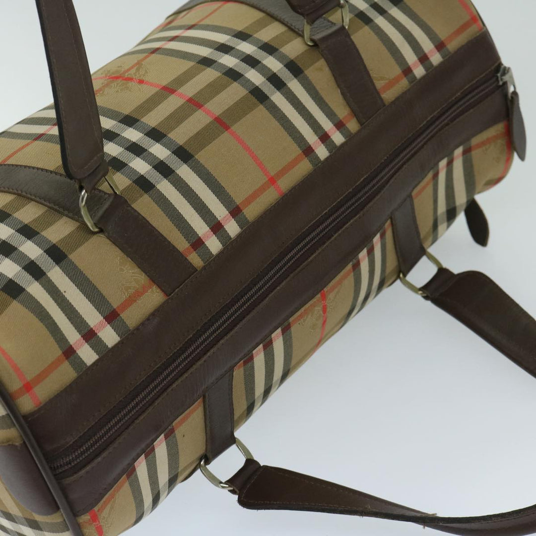 BurberrySs Nova Check Boston Bag Canvas Beige Auth ki4187
