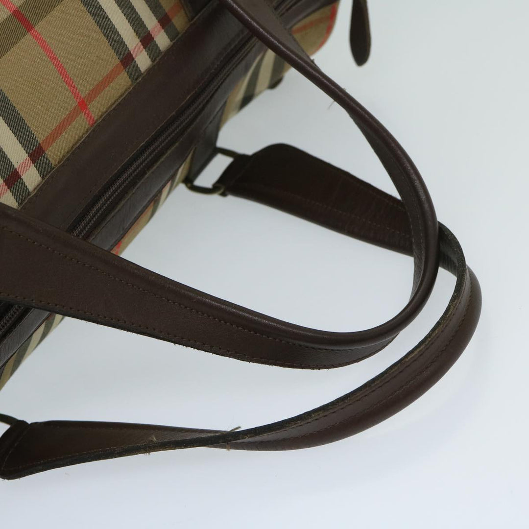 BurberrySs Nova Check Boston Bag Canvas Beige Auth ki4187