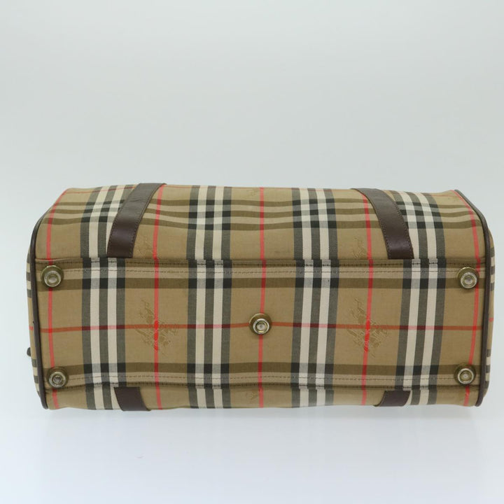 BurberrySs Nova Check Boston Bag Canvas Beige Auth ki4187