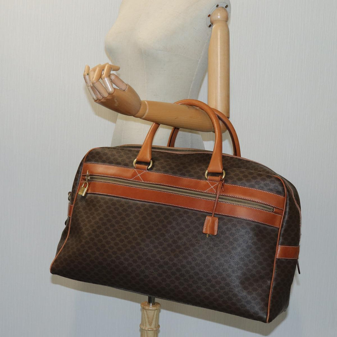 Celine Macadam Canvas Boston Bag PVC 2way Brown  ki4248