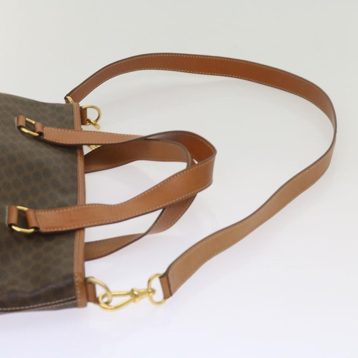 Celine Macadam Canvas Tote Bag PVC Leather 2way Brown Auth ki4253