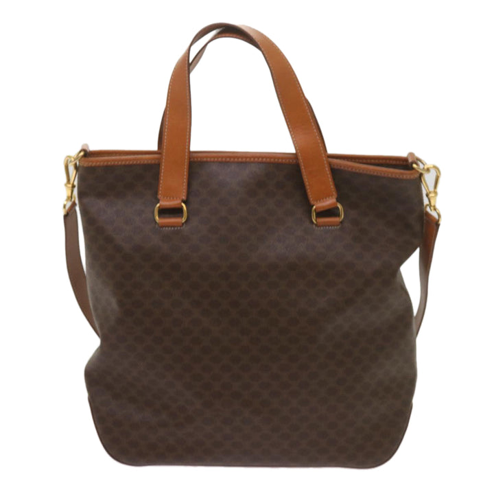 Celine Macadam Canvas Tote Bag PVC Leather 2way Brown Auth ki4253