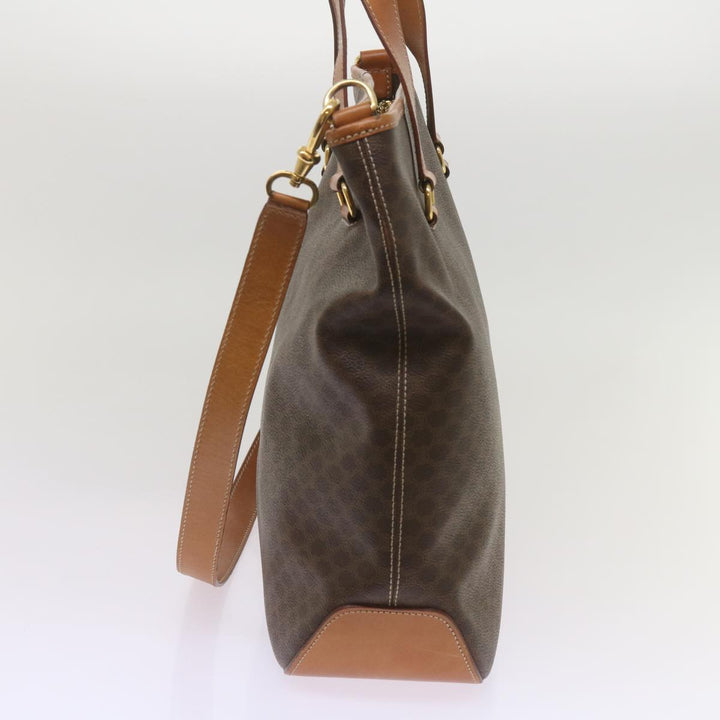Celine Macadam Canvas Tote Bag PVC Leather 2way Brown Auth ki4253