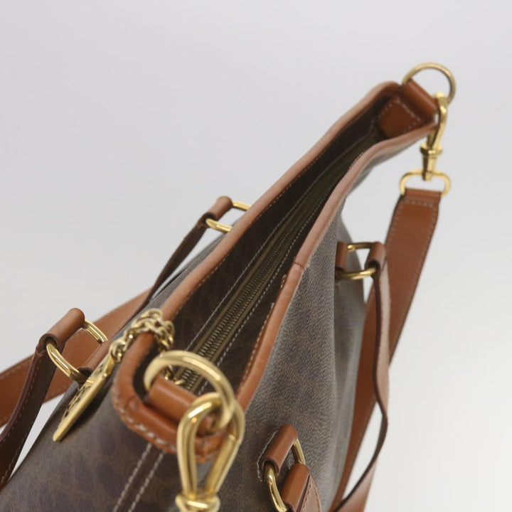 Celine Macadam Canvas Tote Bag PVC Leather 2way Brown Auth ki4253