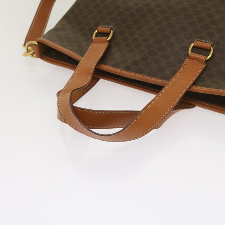 Celine Macadam Canvas Tote Bag PVC Leather 2way Brown Auth ki4253