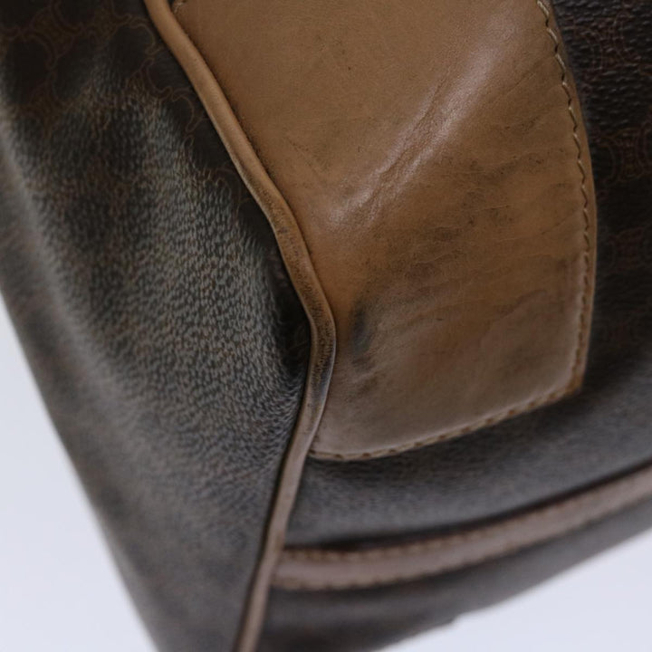 Celine Macadam Canvas Boston Bag PVC Brown Auth ki4263