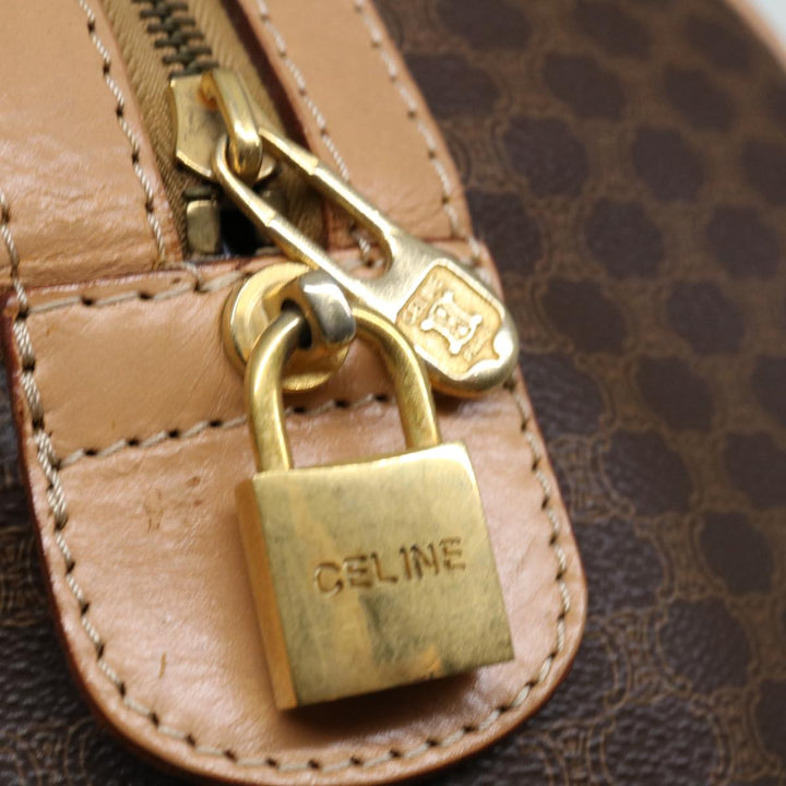 Celine Macadam Canvas Boston Bag PVC Brown Auth ki4263