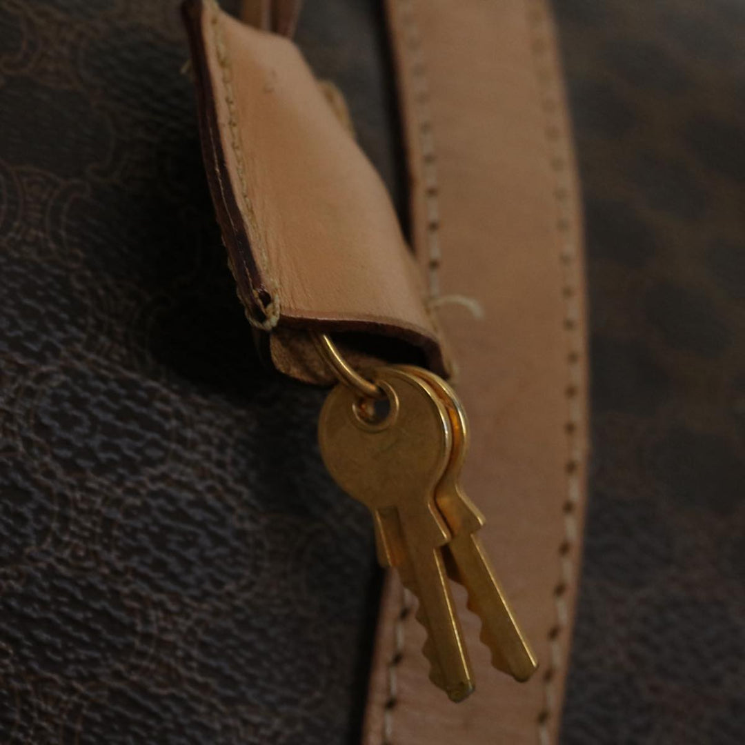 Celine Macadam Canvas Boston Bag PVC Brown Auth ki4263