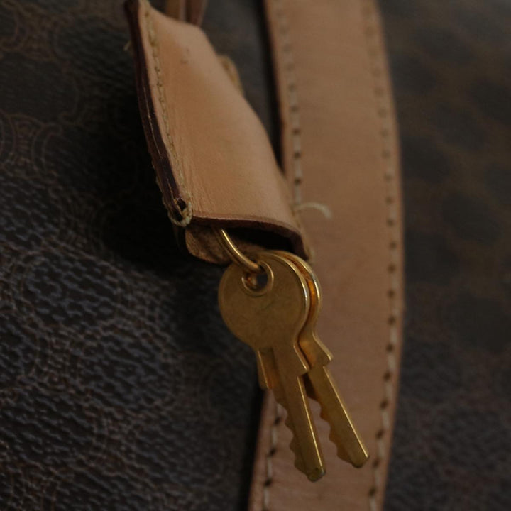 Celine Macadam Canvas Boston Bag PVC Brown Auth ki4263