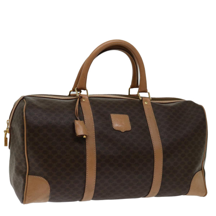 Celine Macadam Canvas Boston Bag PVC Brown Auth ki4263