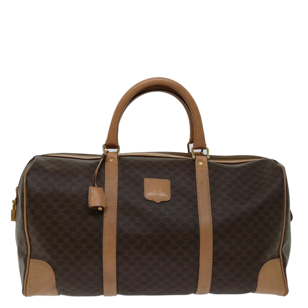 Celine Macadam Canvas Boston Bag PVC Brown Auth ki4263