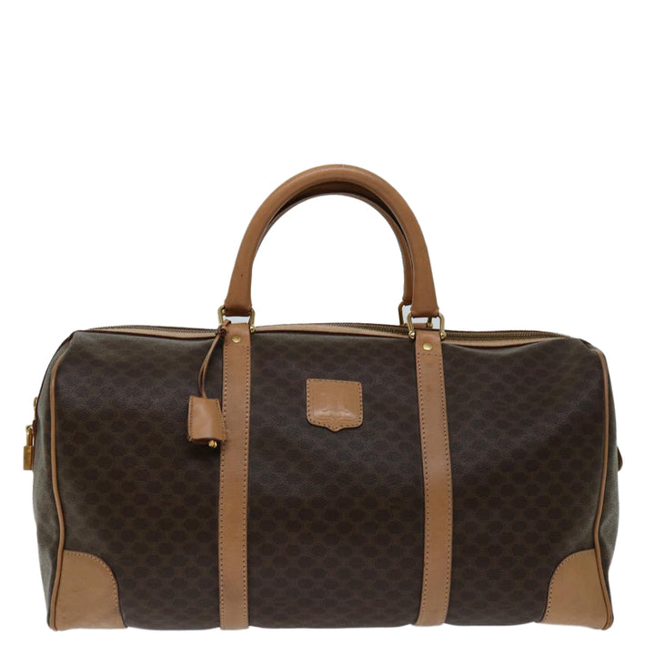 Celine Macadam Canvas Boston Bag PVC Brown Auth ki4263