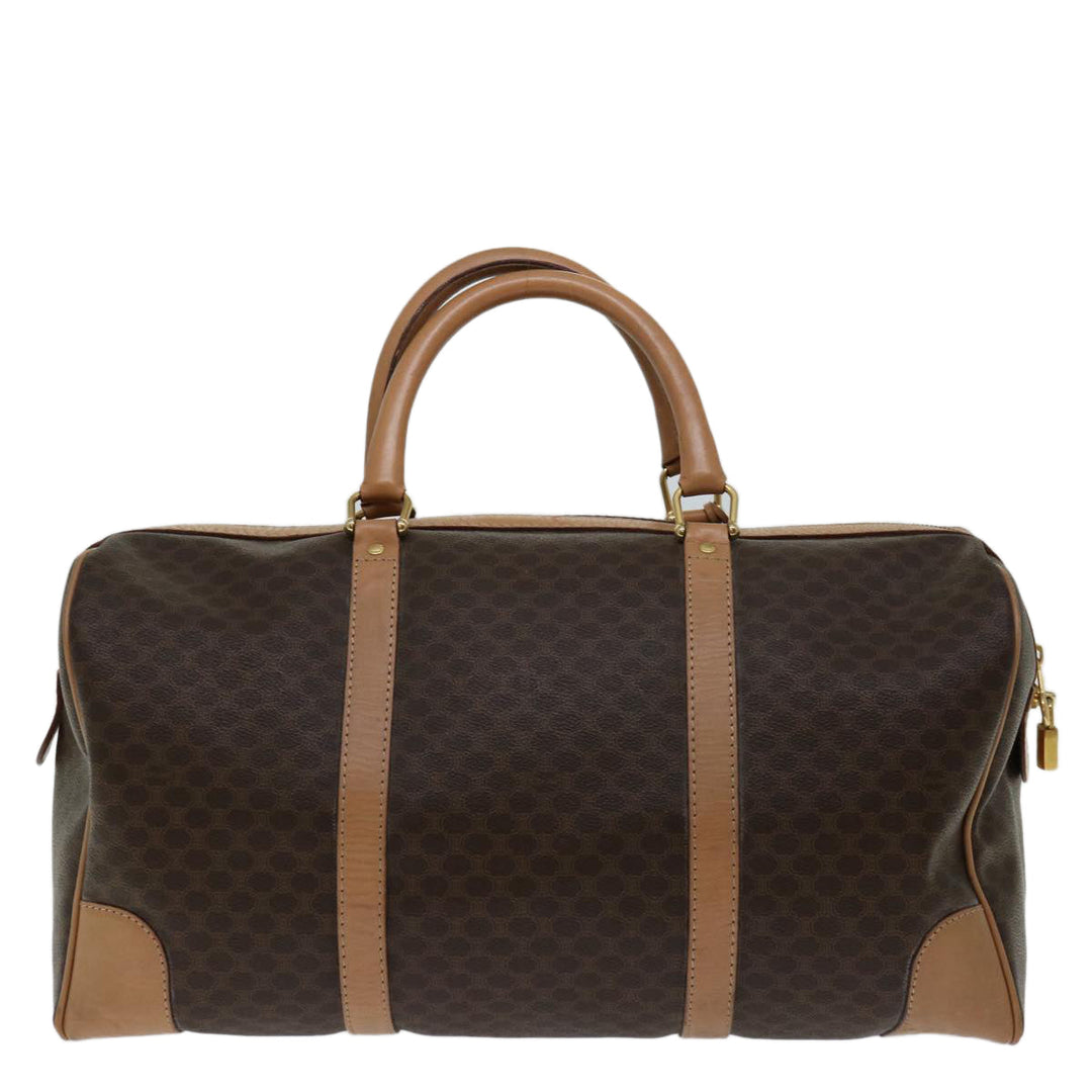 Celine Macadam Canvas Boston Bag PVC Brown Auth ki4263