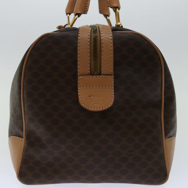 Celine Macadam Canvas Boston Bag PVC Brown Auth ki4263