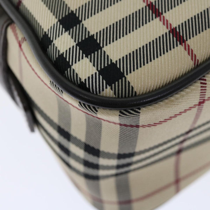 Burberry Nova Check Hand Bag Nylon Beige Auth ki4265