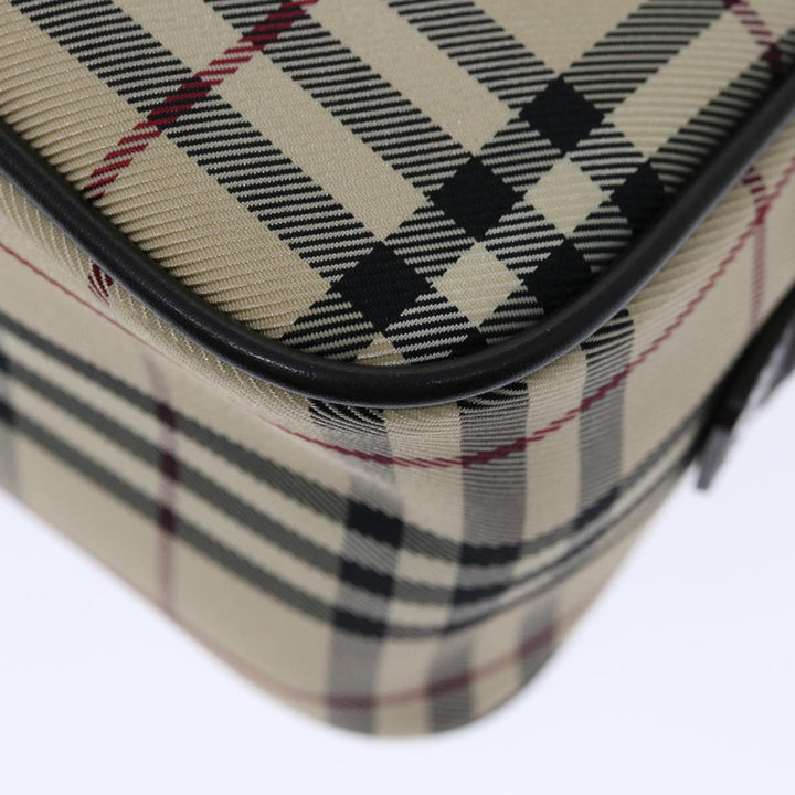 Burberry Nova Check Hand Bag Nylon Beige Auth ki4265