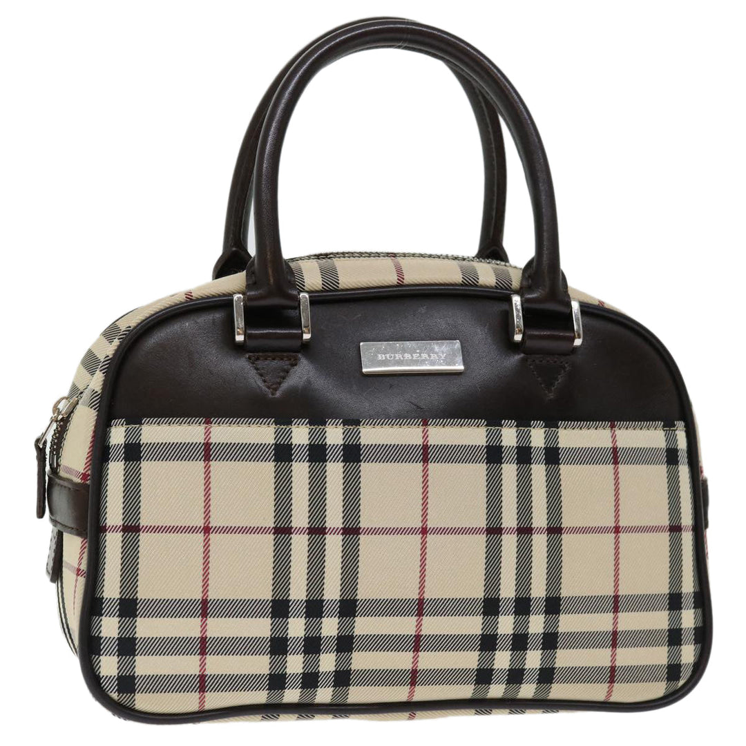 Burberry Nova Check Hand Bag Nylon Beige Auth ki4265