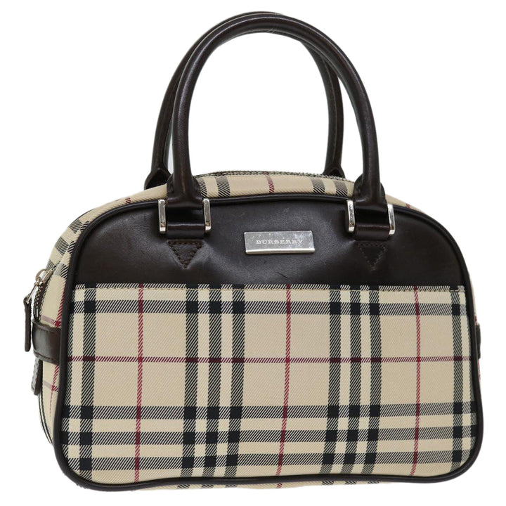 Burberry Nova Check Hand Bag Nylon Beige Auth ki4265