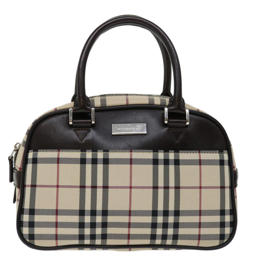 Burberry Nova Check Hand Bag Nylon Beige Auth ki4265
