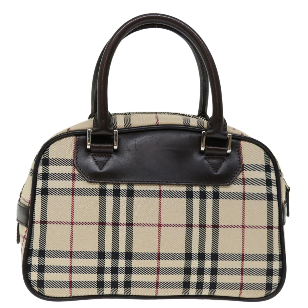Burberry Nova Check Hand Bag Nylon Beige Auth ki4265