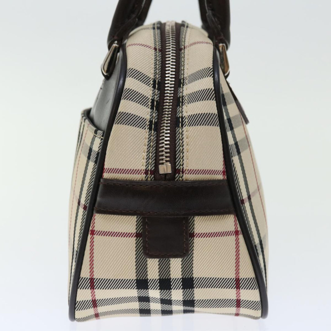 Burberry Nova Check Hand Bag Nylon Beige Auth ki4265