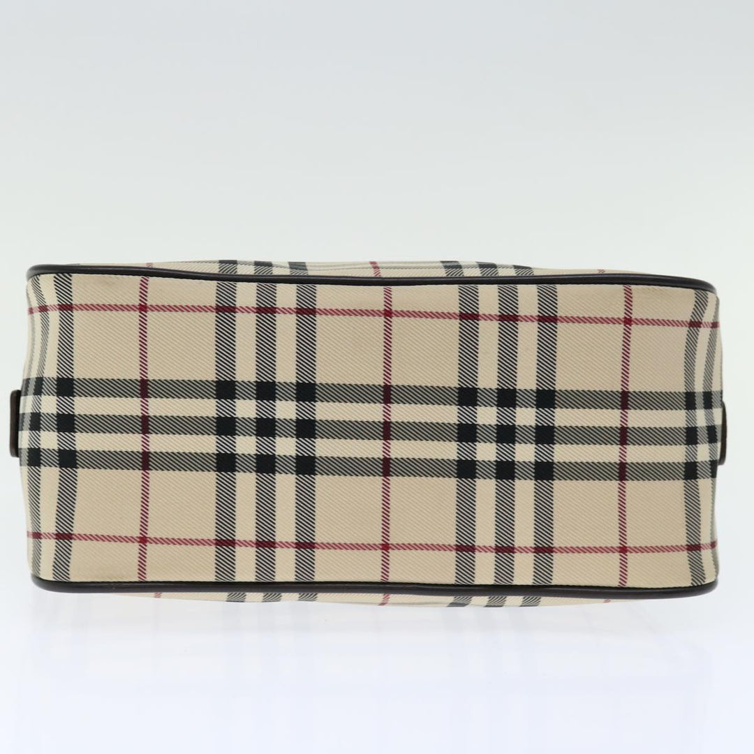 Burberry Nova Check Hand Bag Nylon Beige Auth ki4265