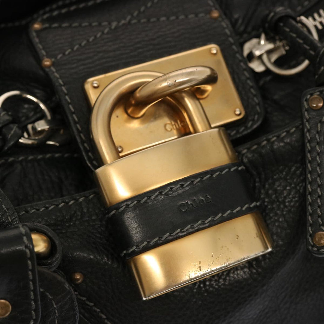 Chloe Paddington Hand Bag Leather Black ki4267