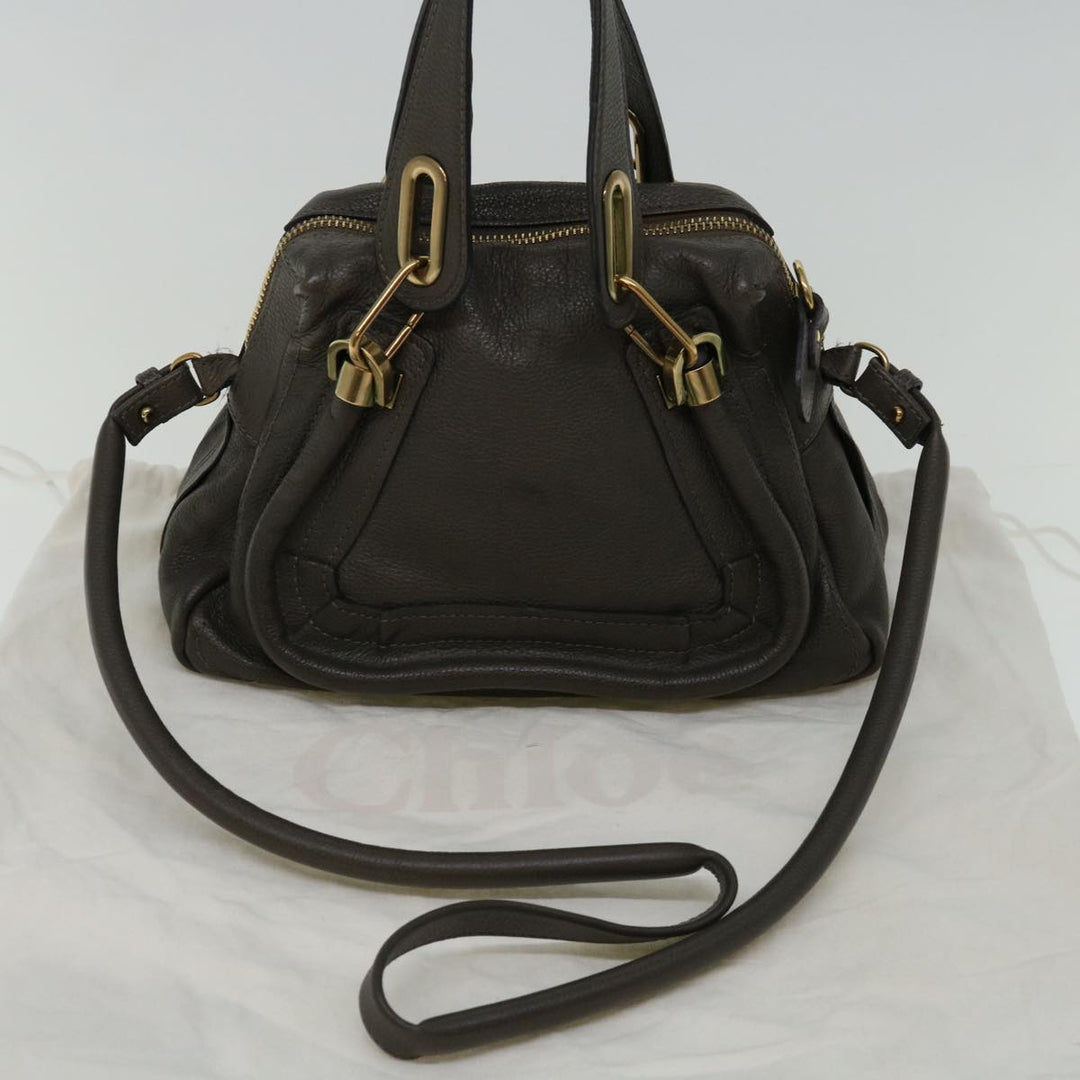 Chloe Mini Paraty Hand Bag Leather 2way Brown ki4277