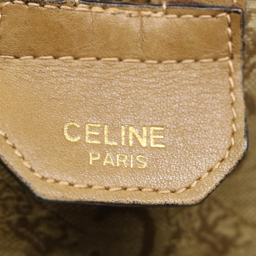 Celine C Macadam Canvas Boston Bag Beige Auth ki4376