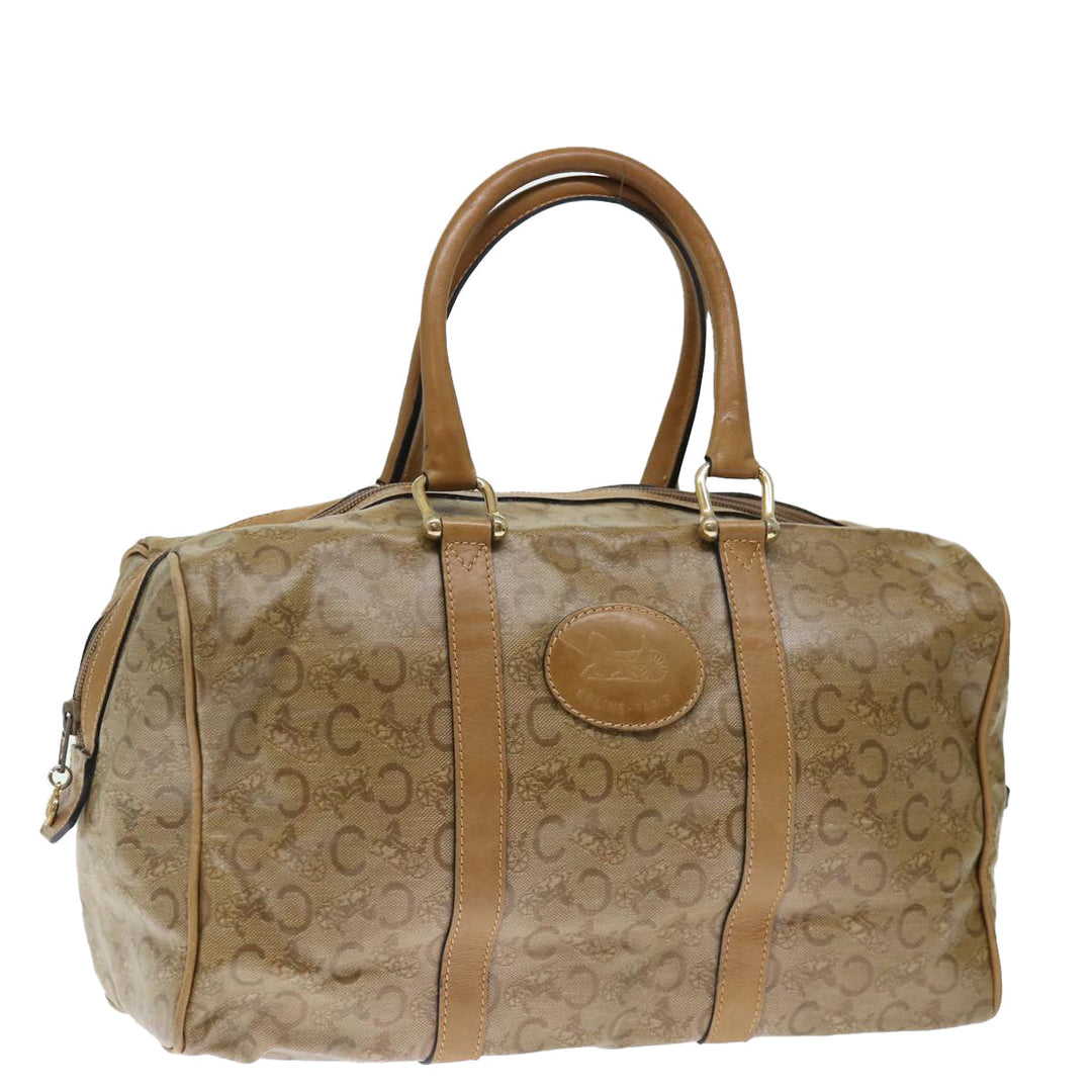 Celine C Macadam Canvas Boston Bag Beige Auth ki4376