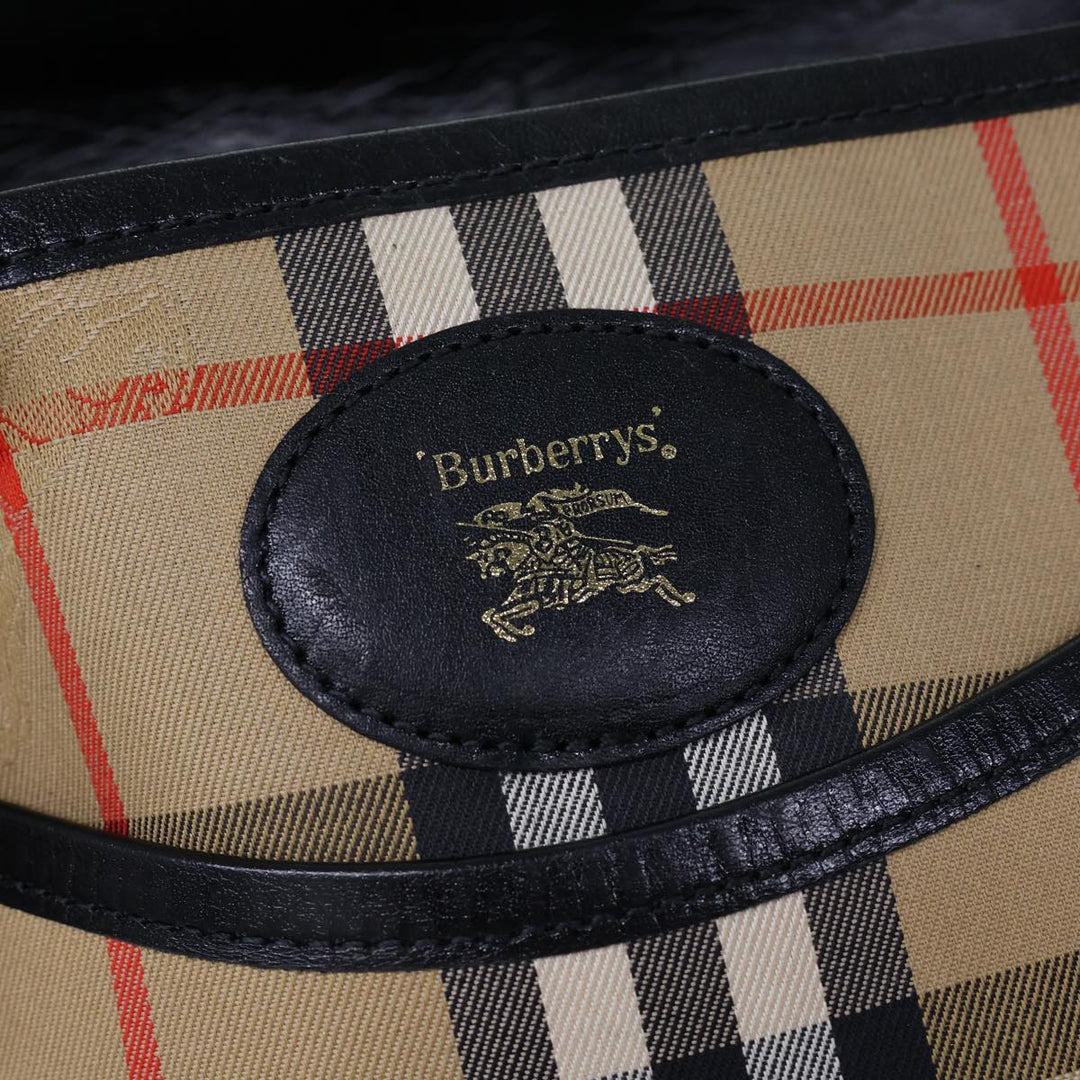 BurberrySs Nova Check Shoulder Bag Canvas Beige Auth ki4382