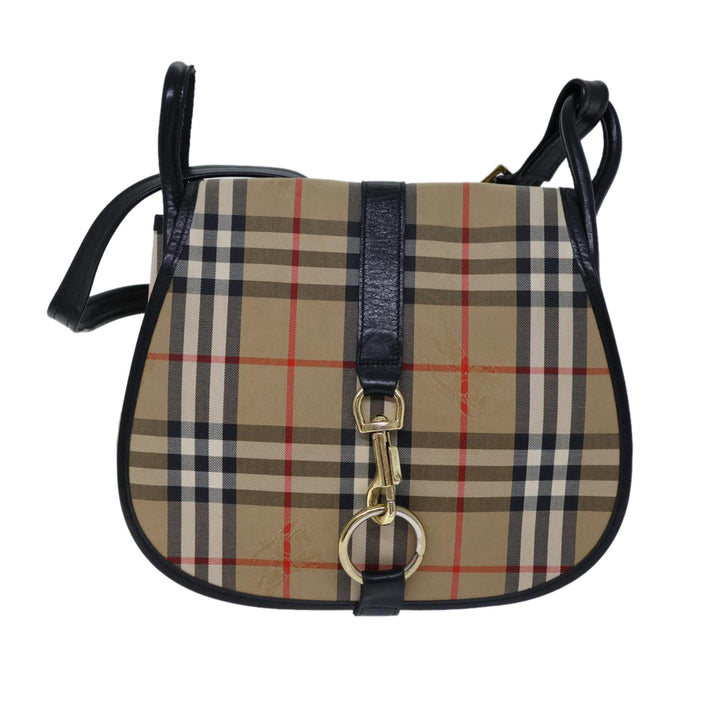 BurberrySs Nova Check Shoulder Bag Canvas Beige Auth ki4382