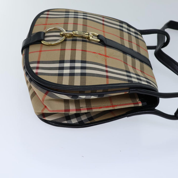 BurberrySs Nova Check Shoulder Bag Canvas Beige Auth ki4382