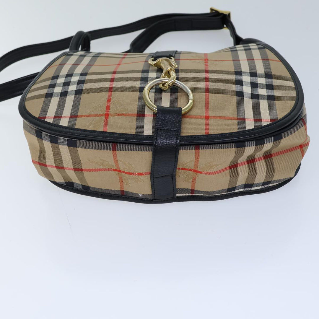 BurberrySs Nova Check Shoulder Bag Canvas Beige Auth ki4382