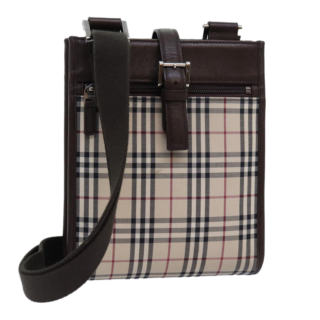 Burberry Nova Check Shoulder Bag Canvas Beige Brown Auth ki4418