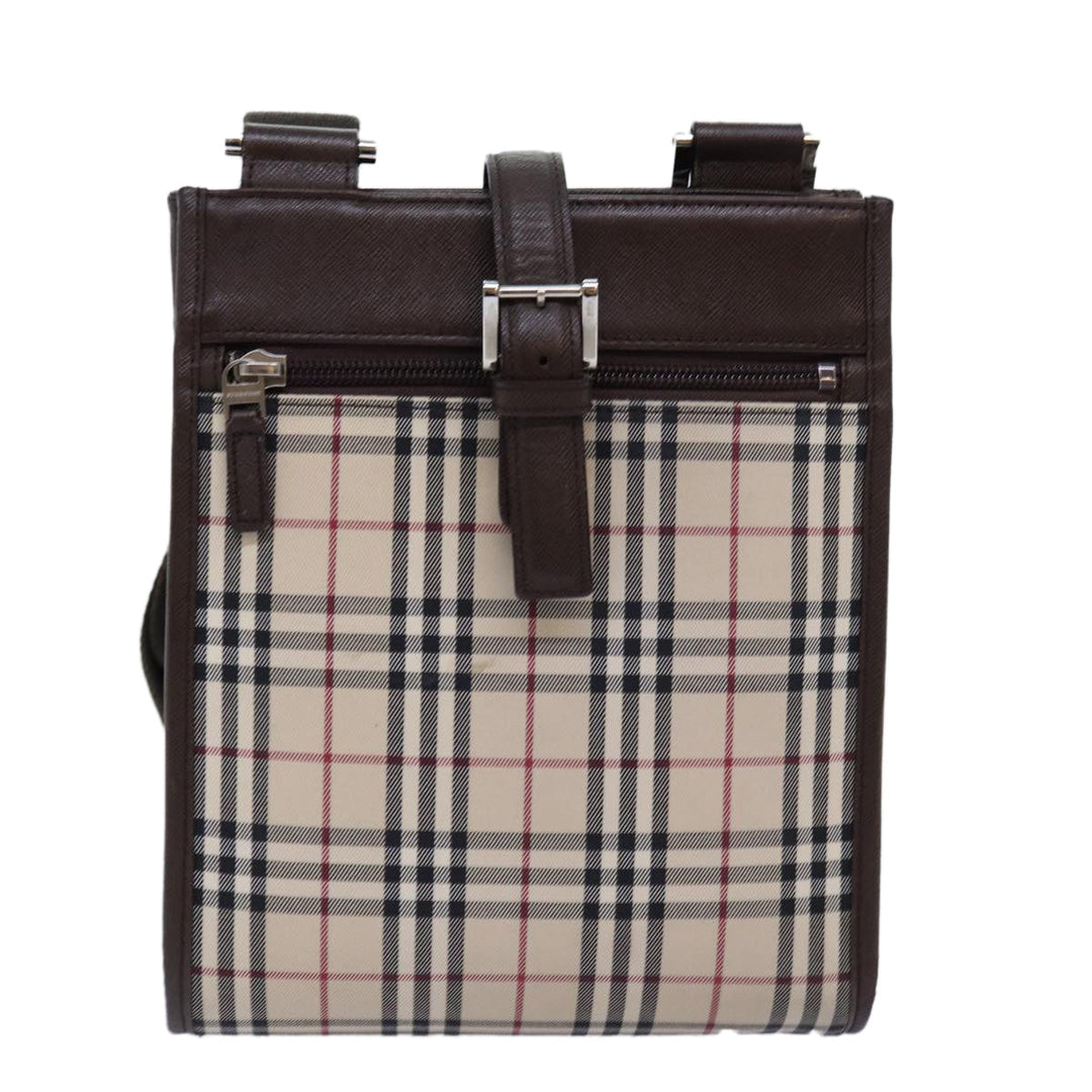 Burberry Nova Check Shoulder Bag Canvas Beige Brown Auth ki4418
