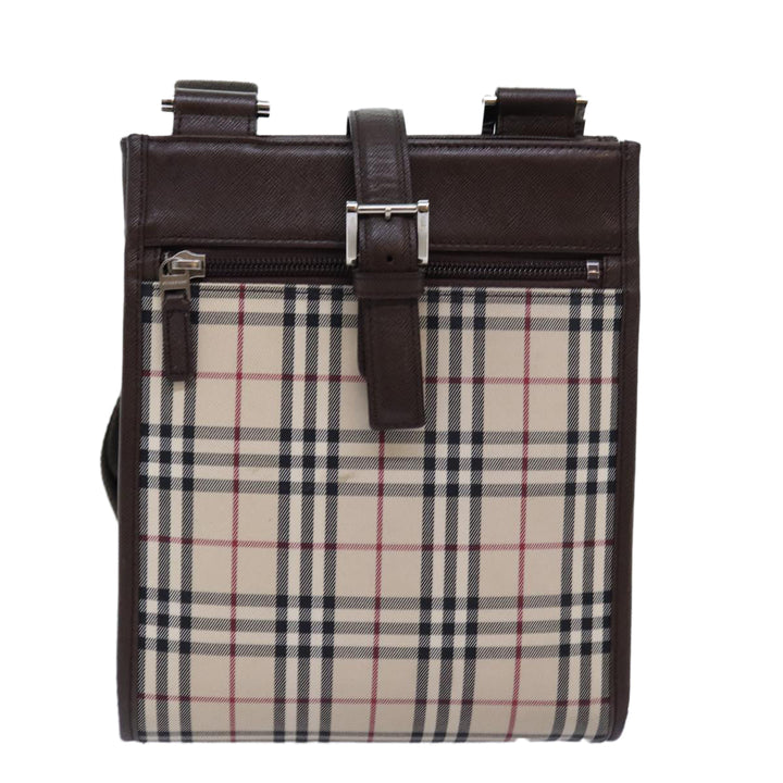 Burberry Nova Check Shoulder Bag Canvas Beige Brown Auth ki4418