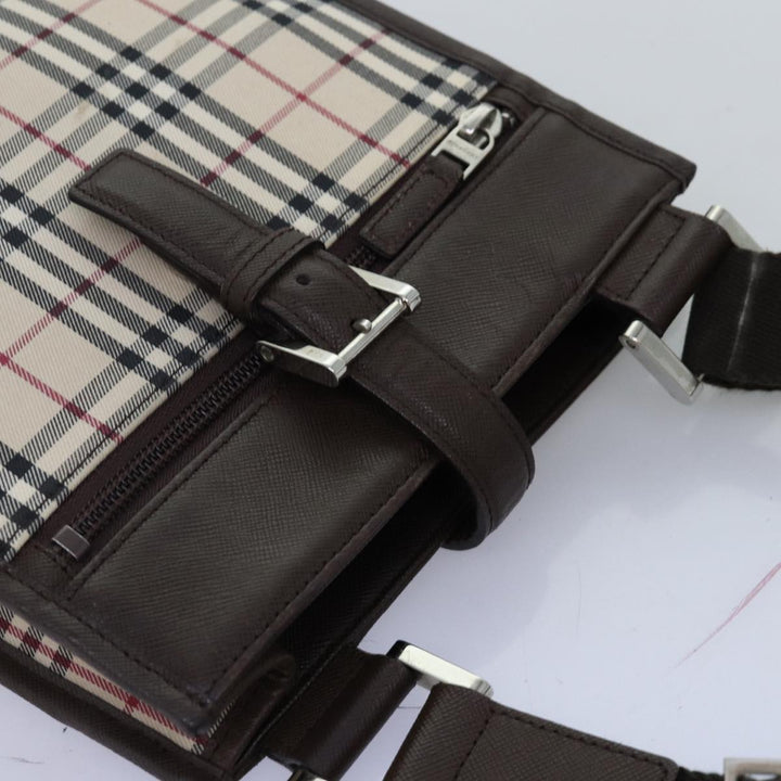 Burberry Nova Check Shoulder Bag Canvas Beige Brown Auth ki4418