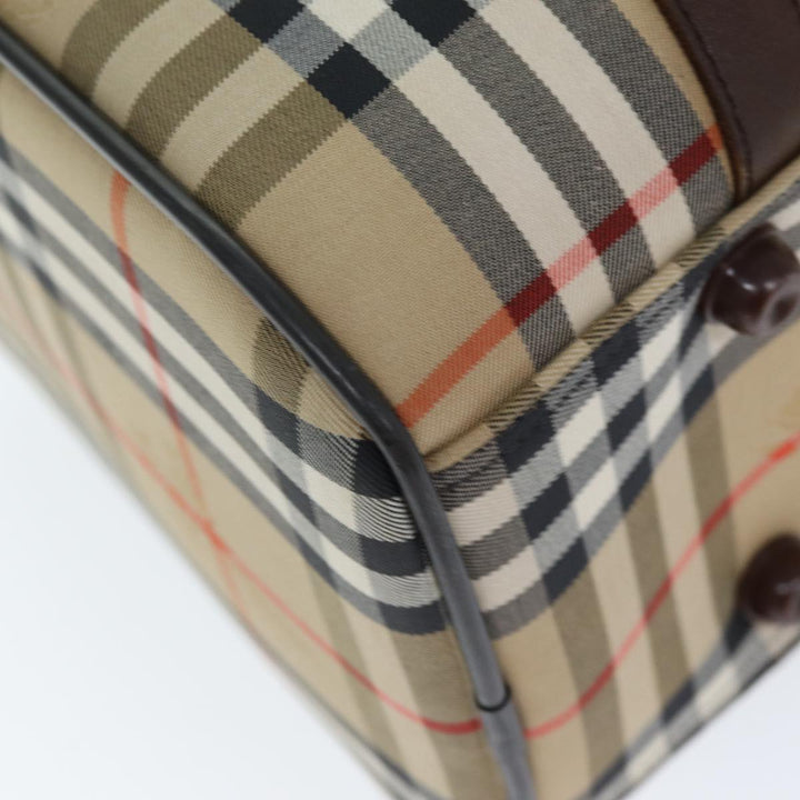 BurberrySs Nova Check Boston Bag Canvas Beige Auth ki4441