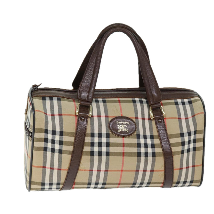 BurberrySs Nova Check Boston Bag Canvas Beige Auth ki4441