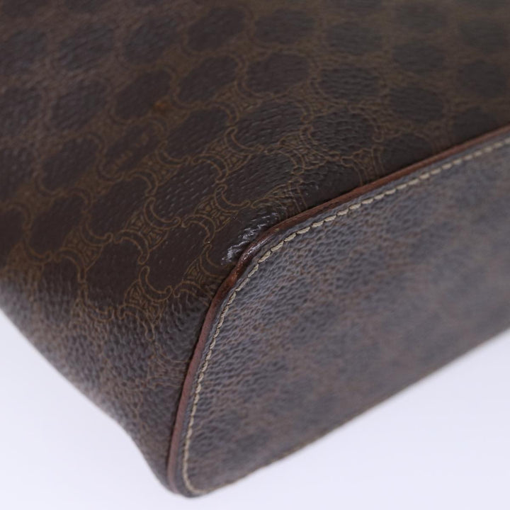 Celine Macadam Canvas Vanity Hand Bag PVC Brown Auth ki4460