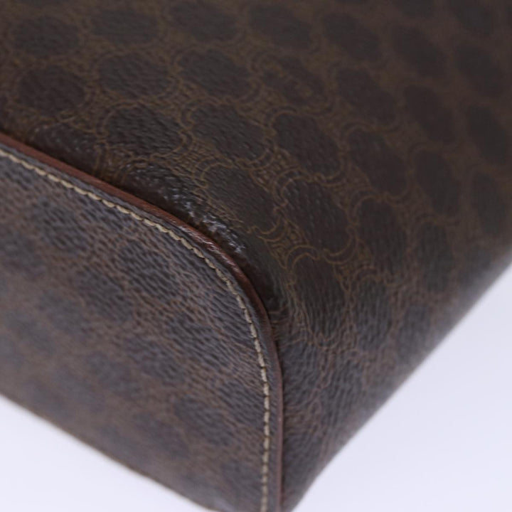 Celine Macadam Canvas Vanity Hand Bag PVC Brown Auth ki4460
