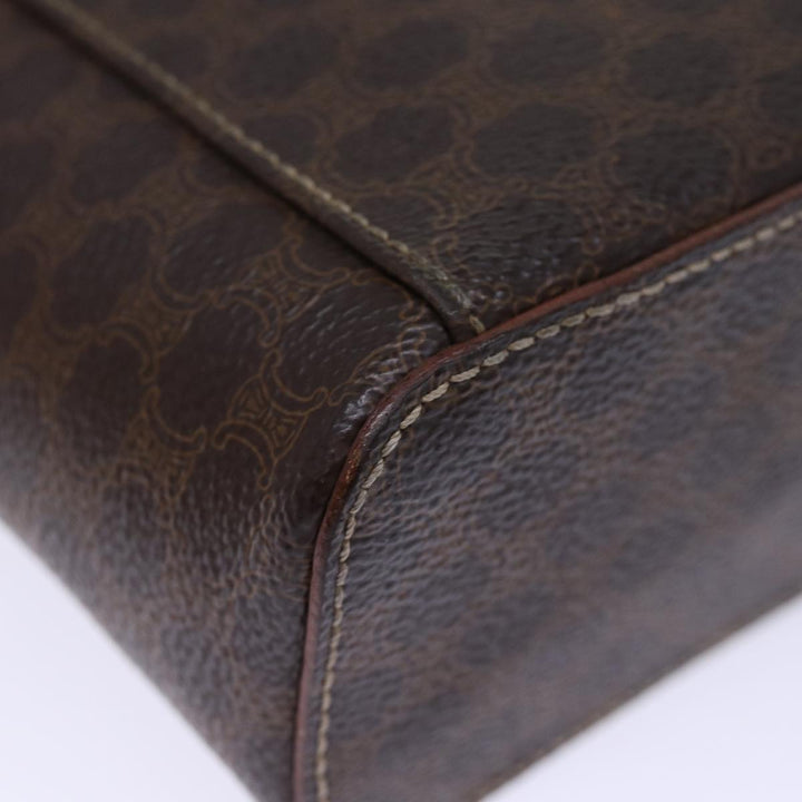 Celine Macadam Canvas Vanity Hand Bag PVC Brown Auth ki4460