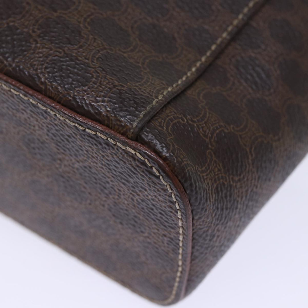 Celine Macadam Canvas Vanity Hand Bag PVC Brown Auth ki4460