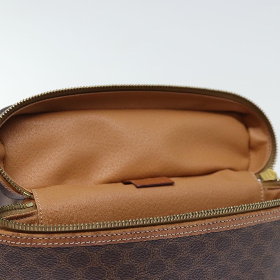 Celine Macadam Canvas Vanity Hand Bag PVC Brown Auth ki4460