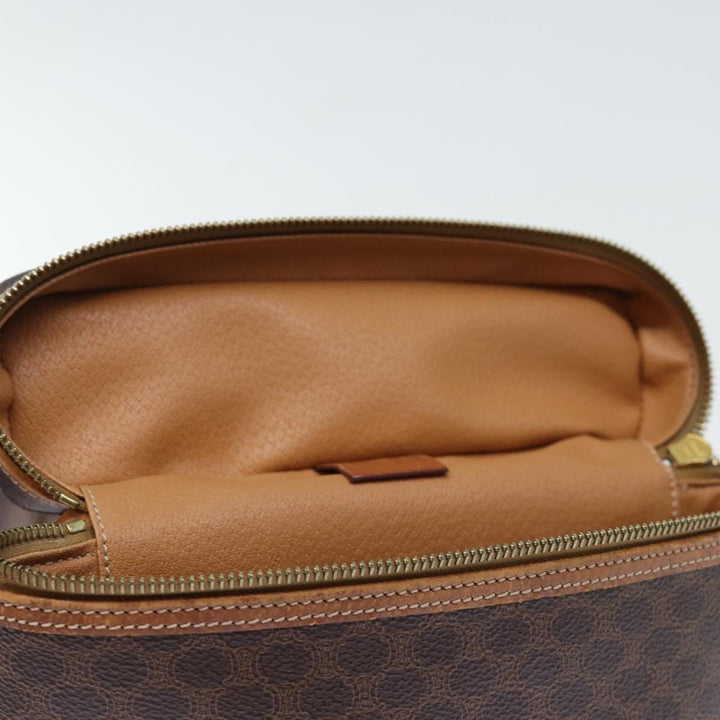 Celine Macadam Canvas Vanity Hand Bag PVC Brown Auth ki4460